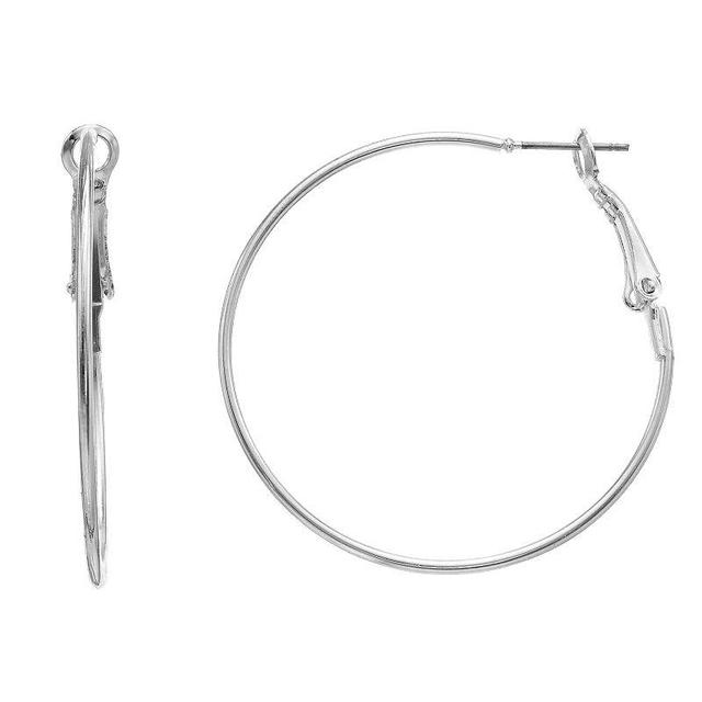 LC Lauren Conrad Silver Tone Hoop Earrings, Womens Product Image