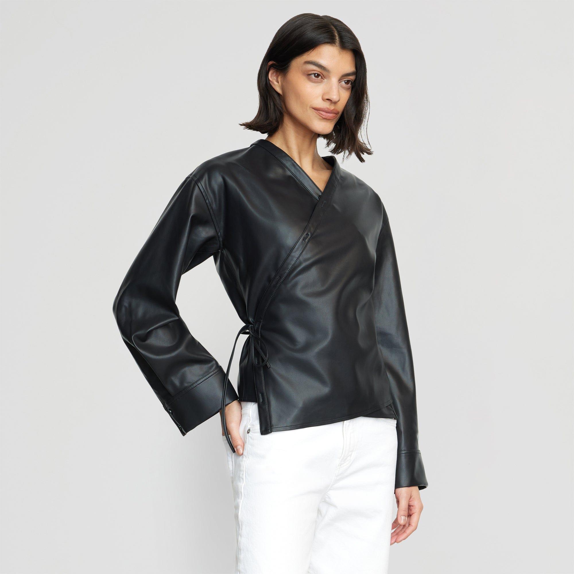 Sarit Vegan Leather Wrap Top Product Image