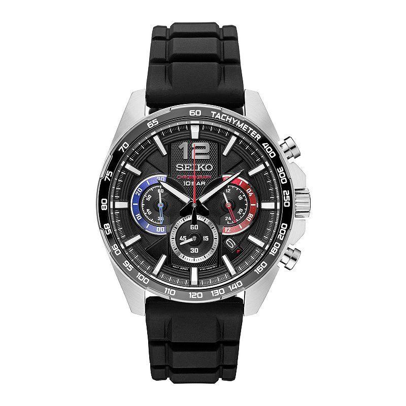 Seiko Mens Stainless Steel & Silicone Chronograph Watch - SSB347 Black Product Image