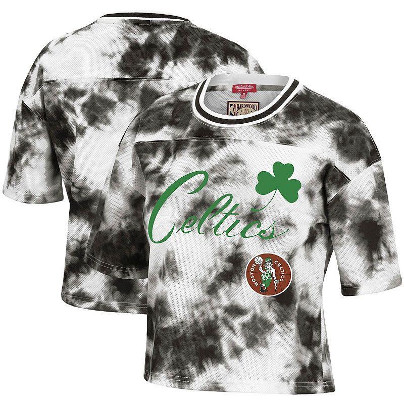 Womens Mitchell & Ness /White Boston Celtics Hardwood Classics Tie-Dye Cropped T-Shirt Product Image