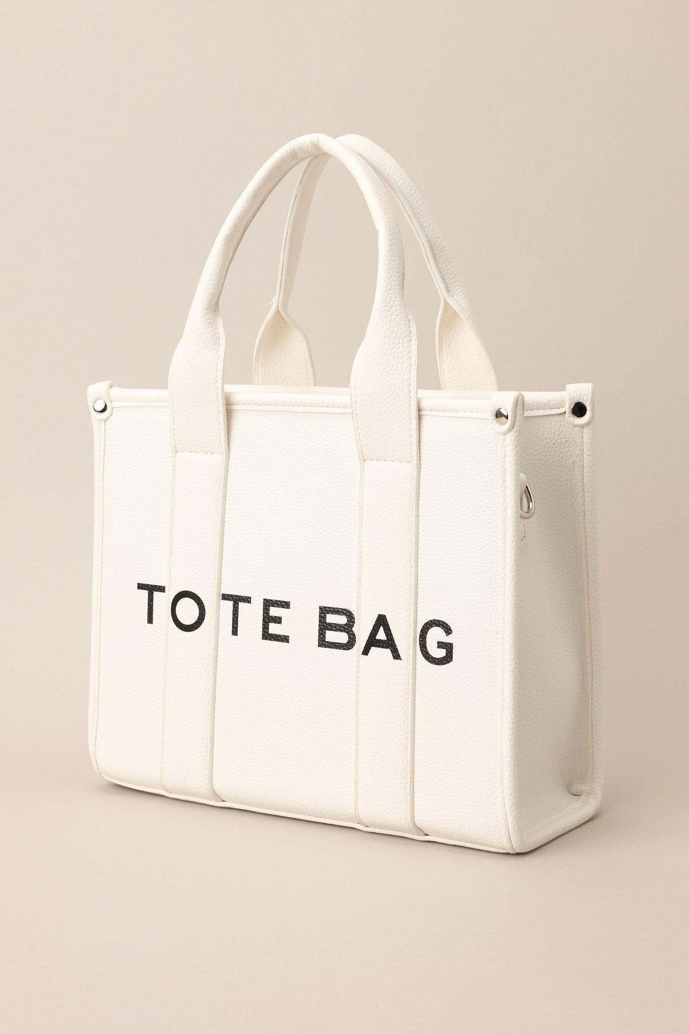 Living On Purpose White Faux Leather Tote Bag Product Image