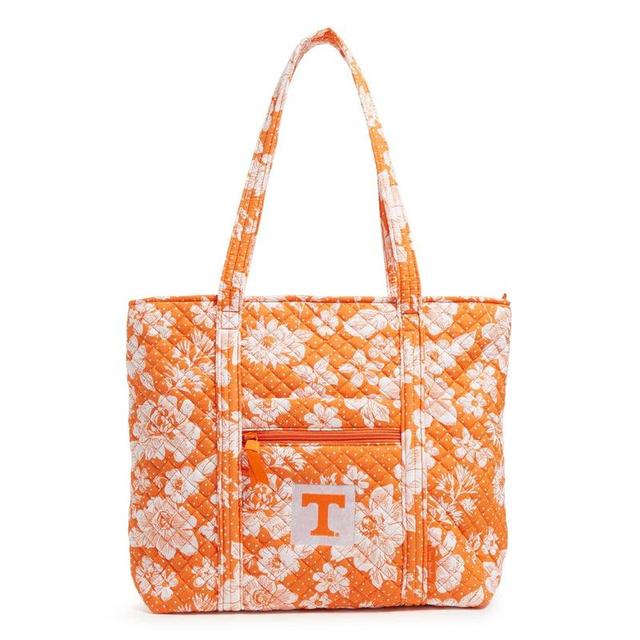 Vera Bradley Collegiate Tote Bag Women in Orange/White Rain Garden with University of Tennessee Logo Product Image