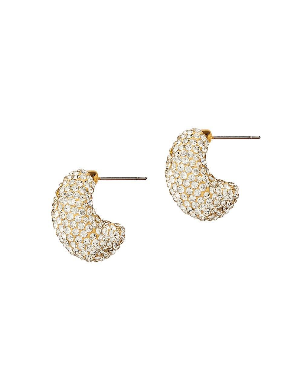 Womens 14K-Gold-Plated, Clay, & Crystal Mini Domed Hoop Earrings Product Image