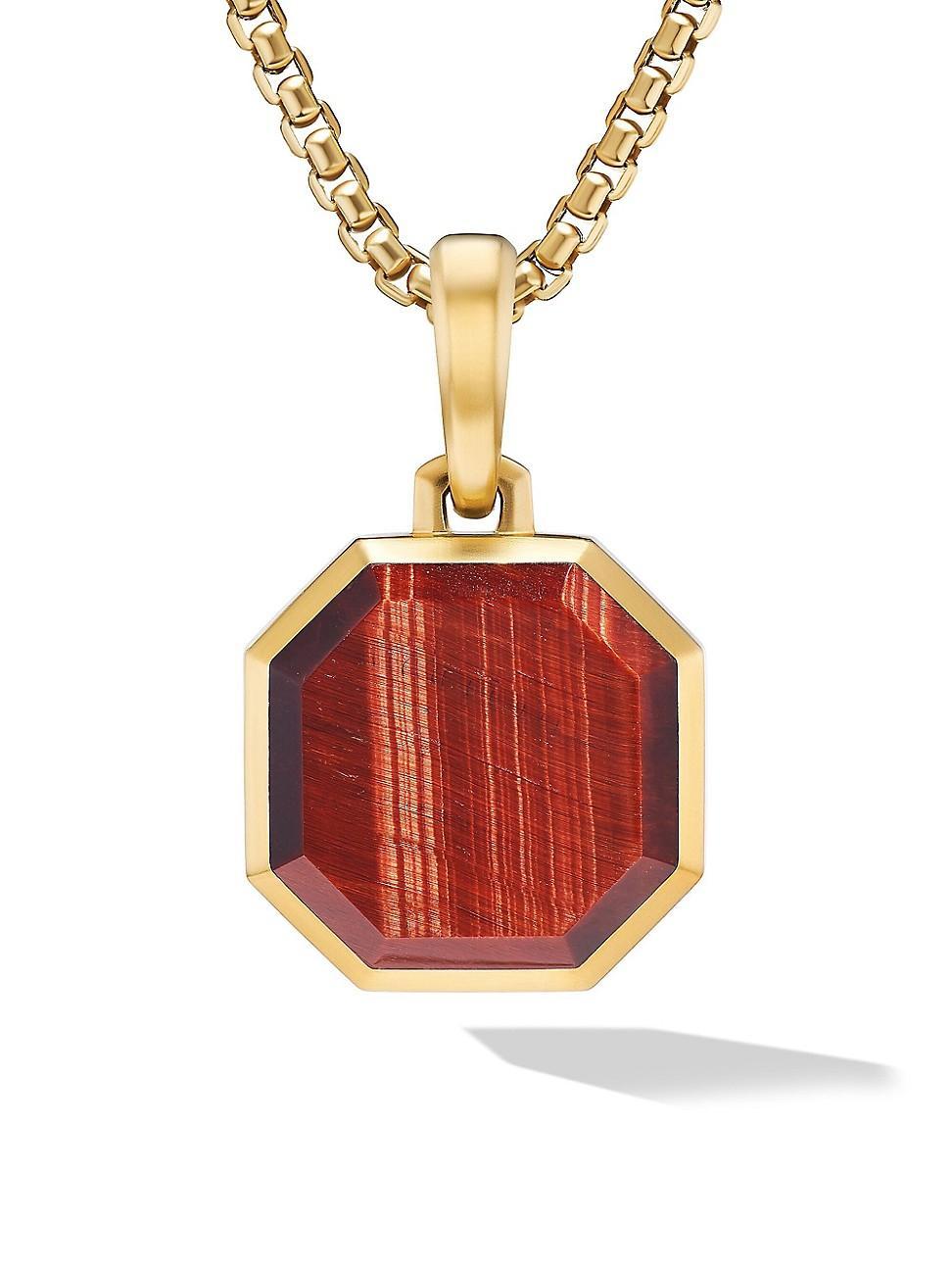 Mens Faceted Stone Amulet in 18K Yellow Gold Product Image