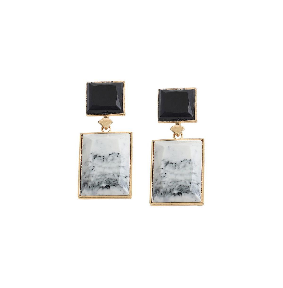 Sohi Womens Black Stone Drop Earrings Product Image