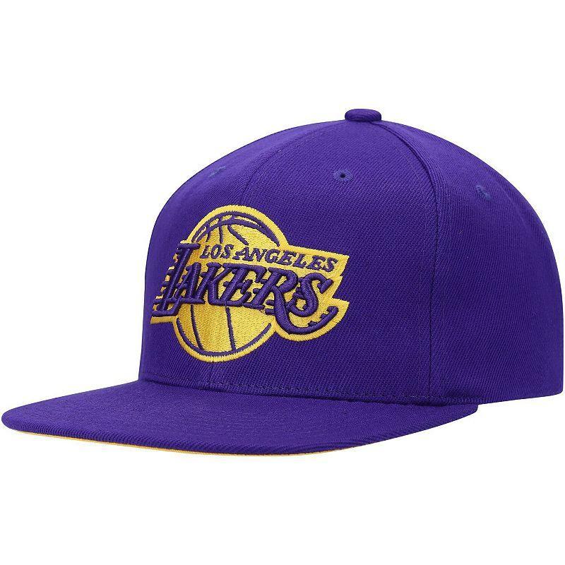 Mens Mitchell & Ness Purple Los Angeles Lakers Two Tonal Snapback Hat Product Image