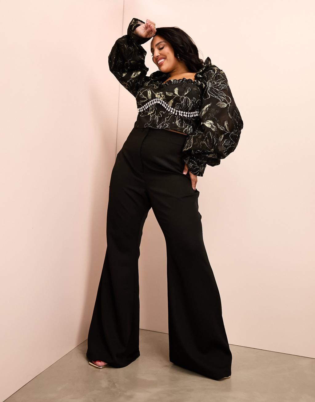 ASOS LUXE Curve sexy flare pants in black Product Image