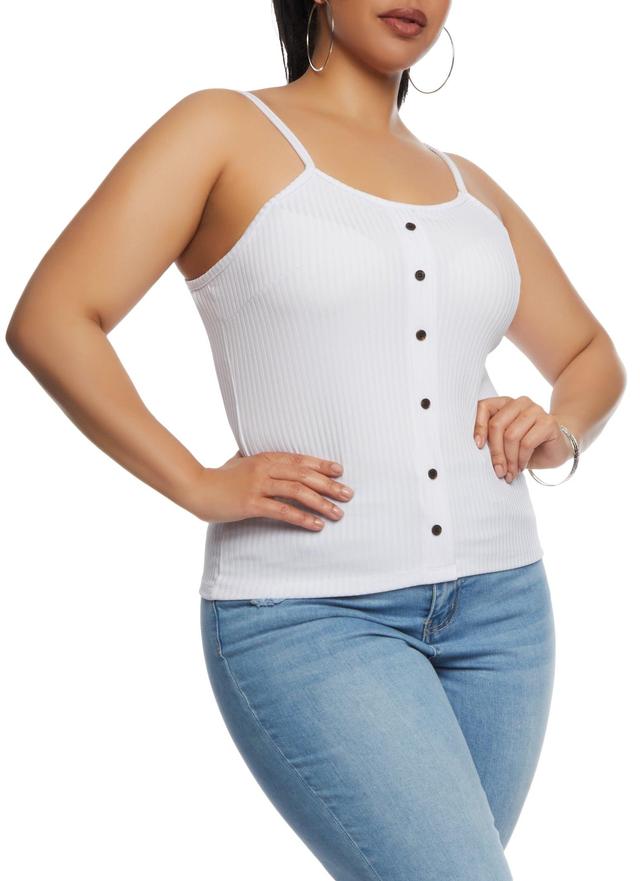 Womens Plus Size Ribbed Faux Button Front Cami Product Image