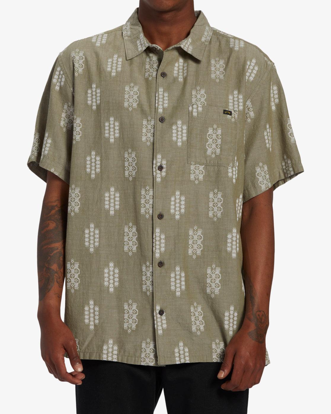 Sundays Jacquard Short Sleeve Shirt - Military Heather Male Product Image