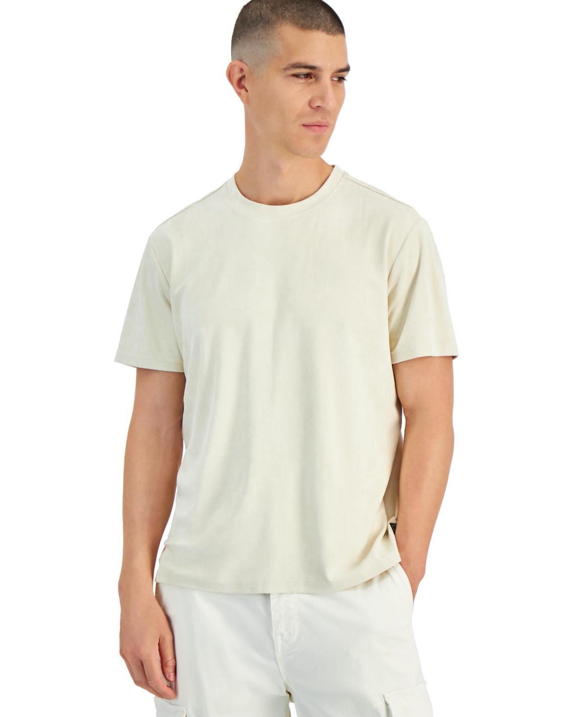 Guess Mens Garrett Relaxed Fit Faux Suede Short Sleeve Crewneck T-Shirt Product Image