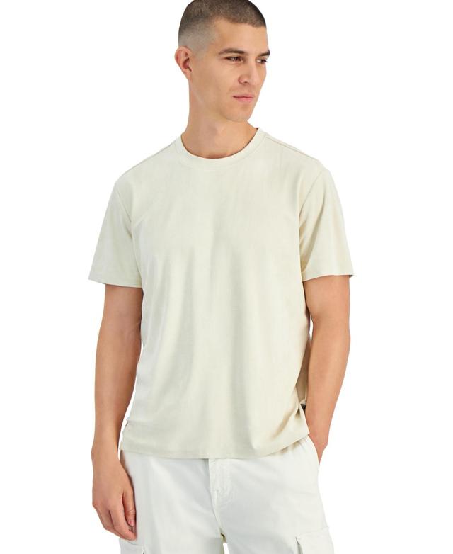 Guess Mens Garrett Relaxed Fit Faux Suede Short Sleeve Crewneck T-Shirt Product Image