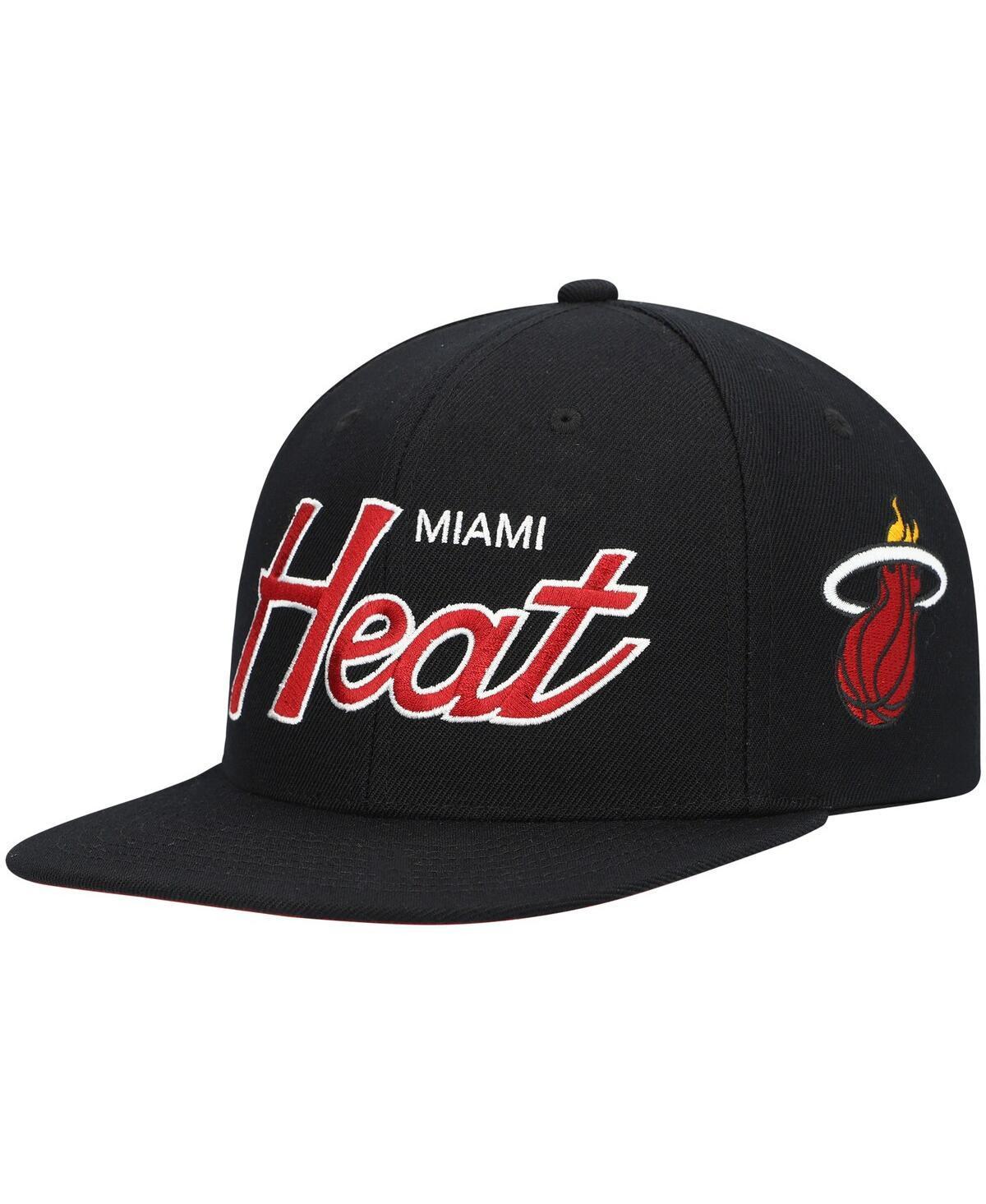 Mens Mitchell & Ness Miami Heat Hardwood Classics Script 2.0 Snapback Hat Product Image