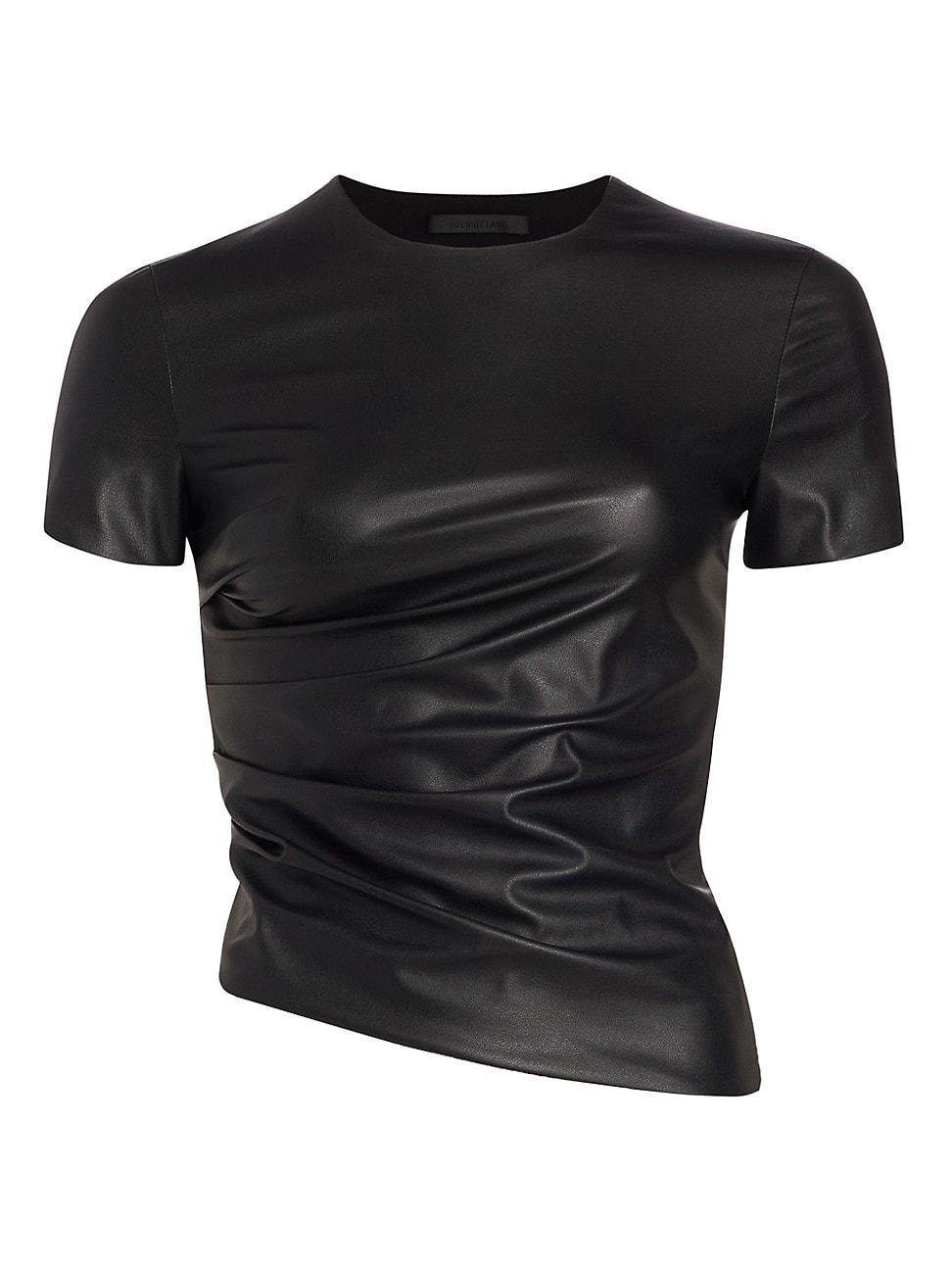 Womens Twist Faux Leather Short Sleeve T-Shirt Product Image