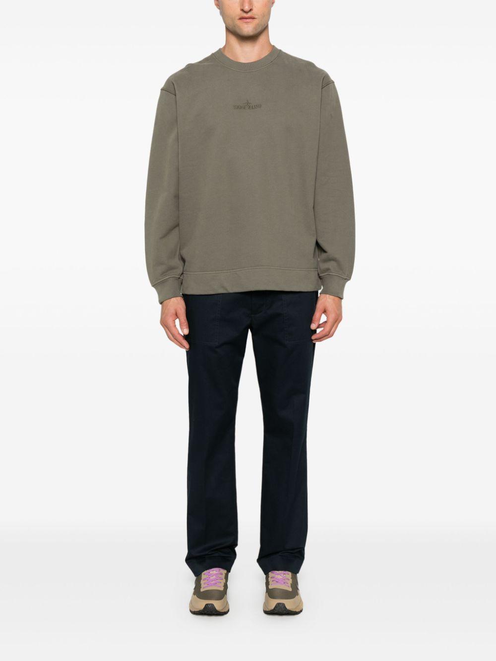 STONE ISLAND Compass-embroidered Sweatshirt In Green Product Image