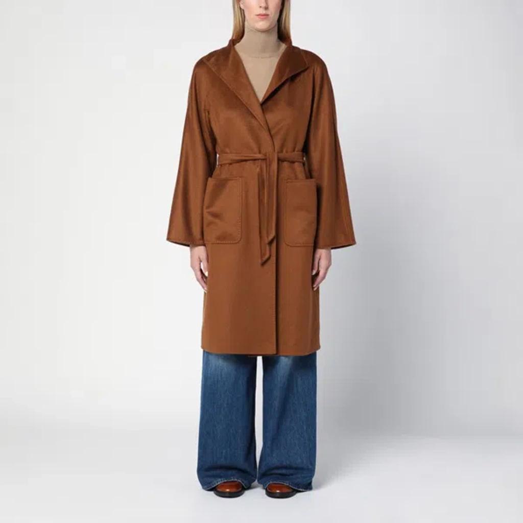 MAX MARA Brown Cashmere Coat In Cream product image