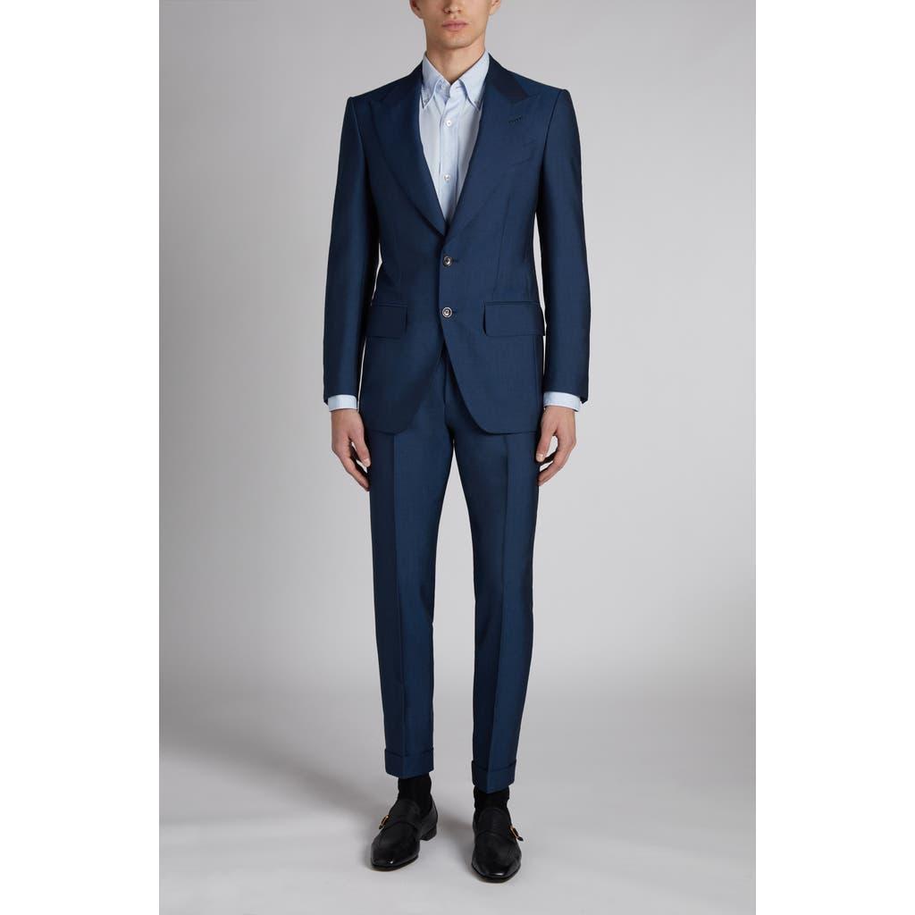 TOM FORD Men's Shelton Sharkskin Stretch Suit In Denim Blue Product Image