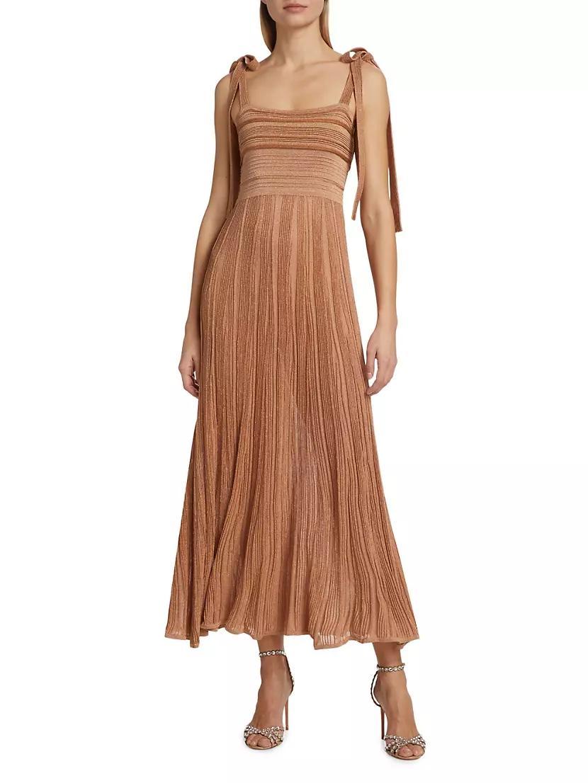 Ottie Metallic Tie-Strap Maxi Dress Product Image