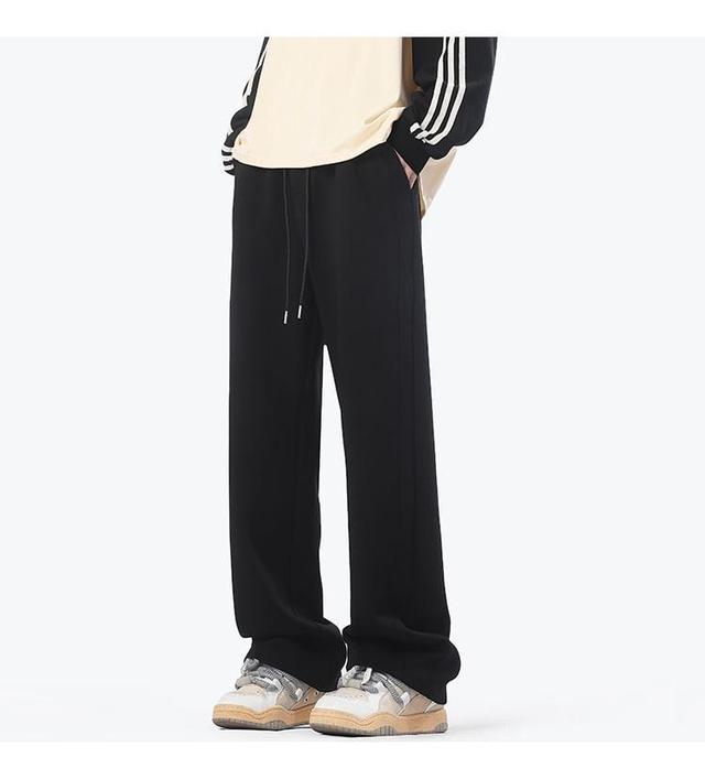 Drawstring Waist Plain Loose Fit Sweatpants Product Image