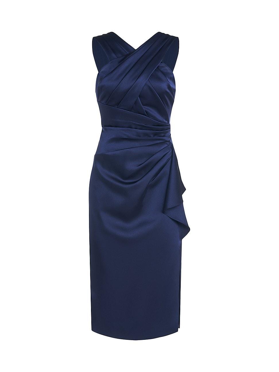 Womens Tierra Draped Satin Midi-Dress Product Image