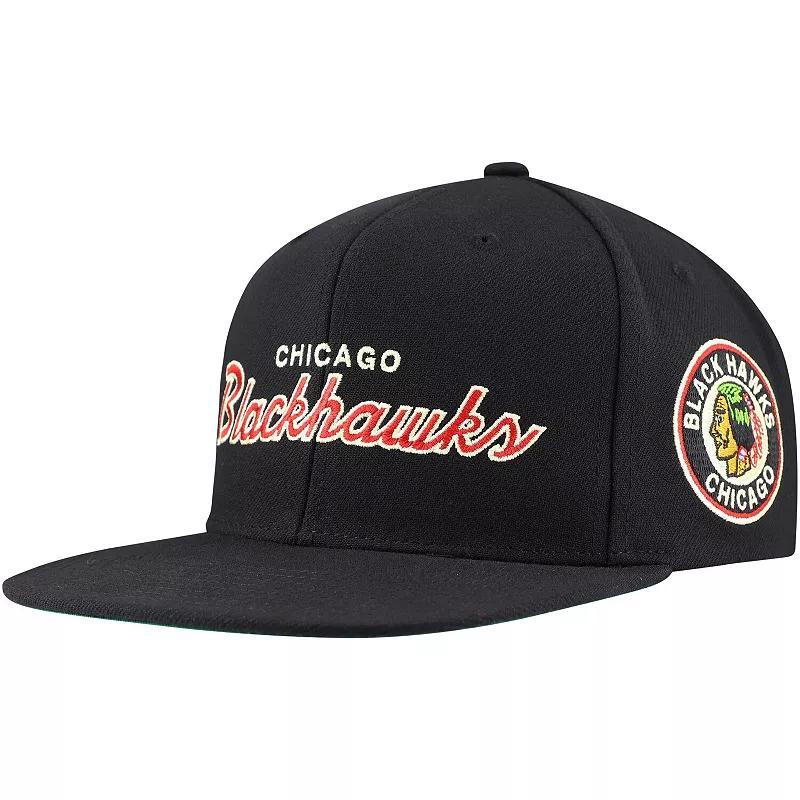 Mens Mitchell & Ness Chicago hawks Core Team Script 2.0 Snapback Hat Product Image