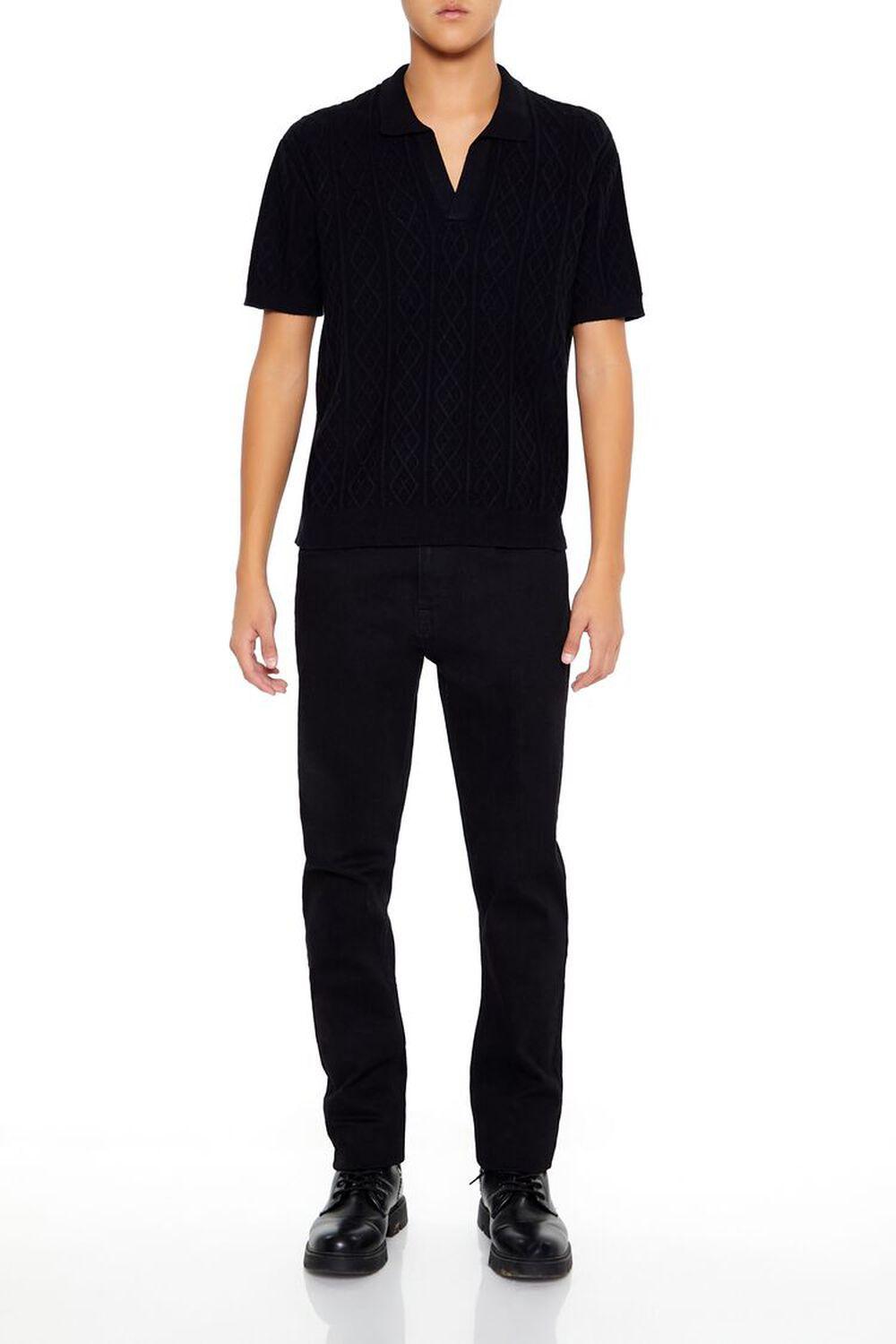 Geo Sweater-Knit Polo Shirt | Forever 21 Product Image