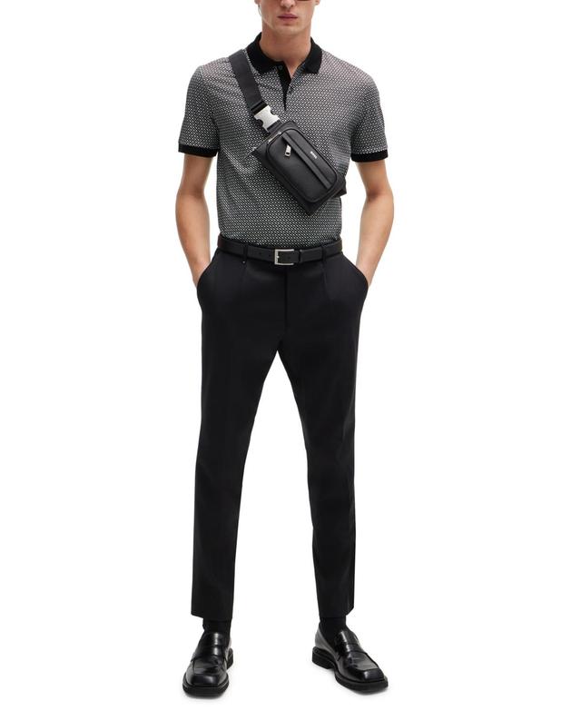 Boss By  Men's Two-tone Monogram Polo Shirt In Black Product Image