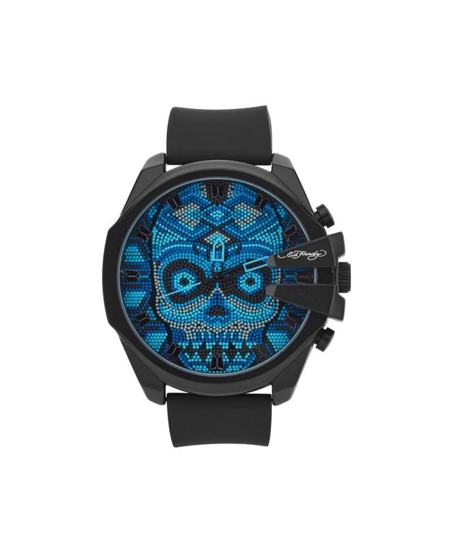 Ed Hardy Mens Matte Black Silicone Strap Analog Watch 53mm - Black Product Image