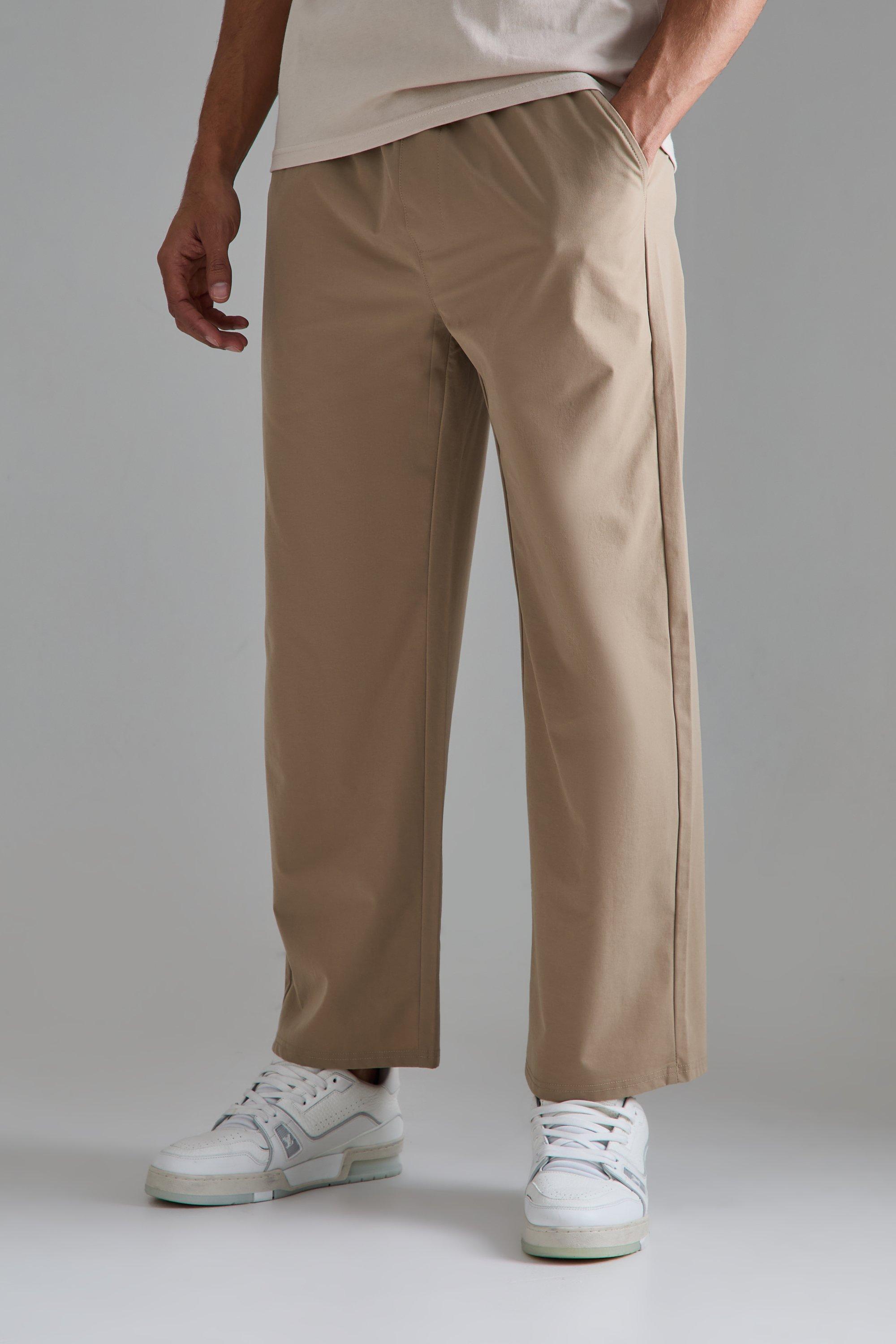 Elasticated Waist Technical Stretch Relaxed Cropped Pants | boohooMAN USA Product Image