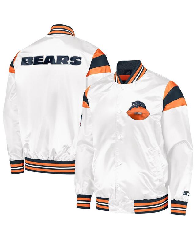 Mens Starter /Navy Chicago Bears Vintage Satin Full-Snap Varsity Jacket Product Image