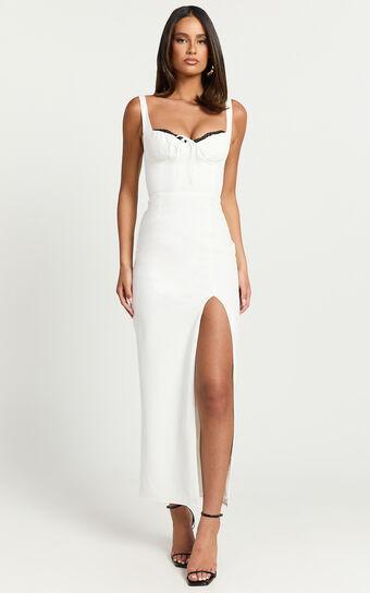 Xander Maxi Dress - Corset Panel Front Dress in Off White Product Image