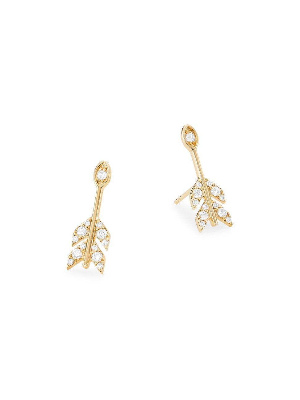 14K Yellow Gold & Diamond Evil-Eye Arrow Stud Earrings Product Image