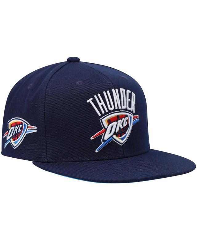 Mens Mitchell & Ness Navy Oklahoma City Thunder Core Side Snapback Hat Product Image