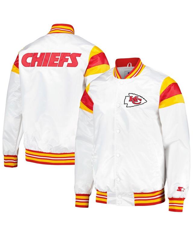 Mens Starter White Kansas City Chiefs Satin Full-Snap Varsity Jacket Product Image