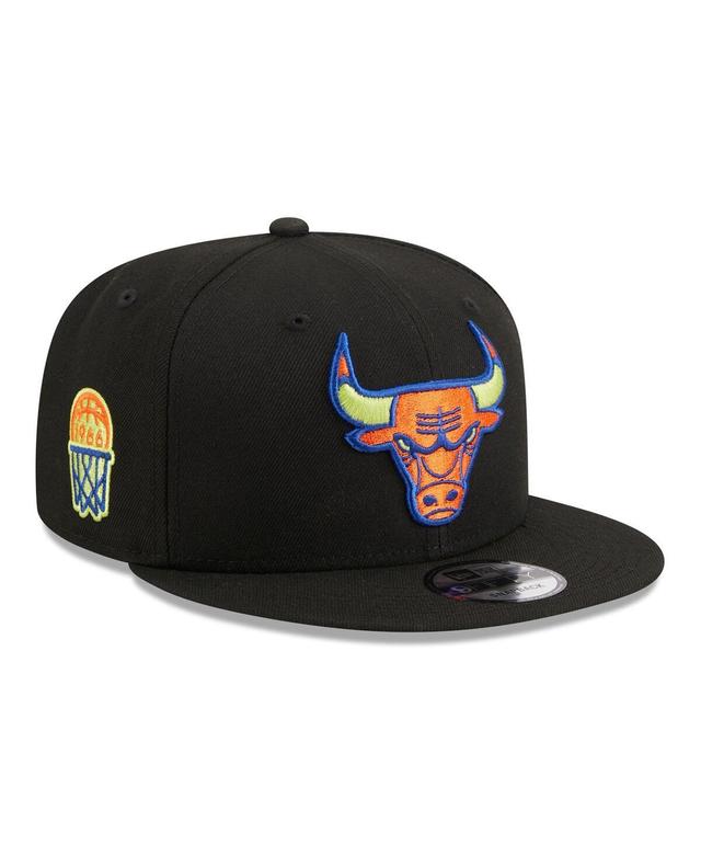 Mens New Era Black Chicago Bulls Neon Pop 9FIFTY Snapback Hat Product Image