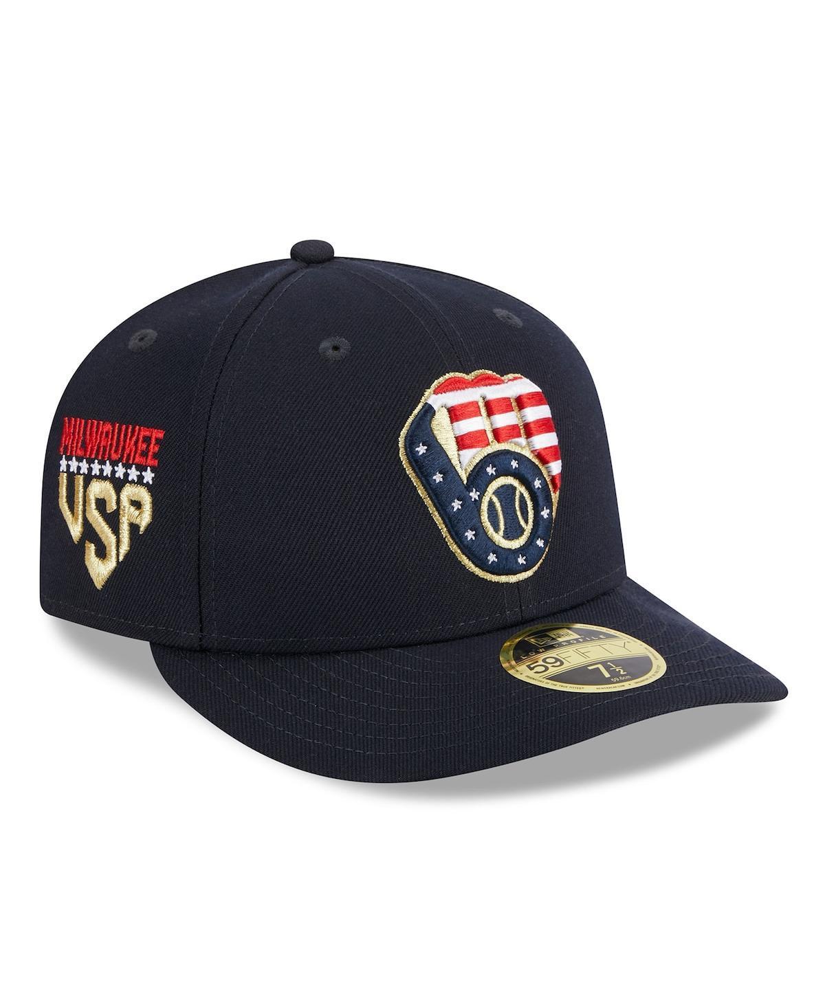 Mens New Era Milwaukee Brewers 2023 Fourth of July Low Profile 59FIFTY Fitted Hat Blue Product Image