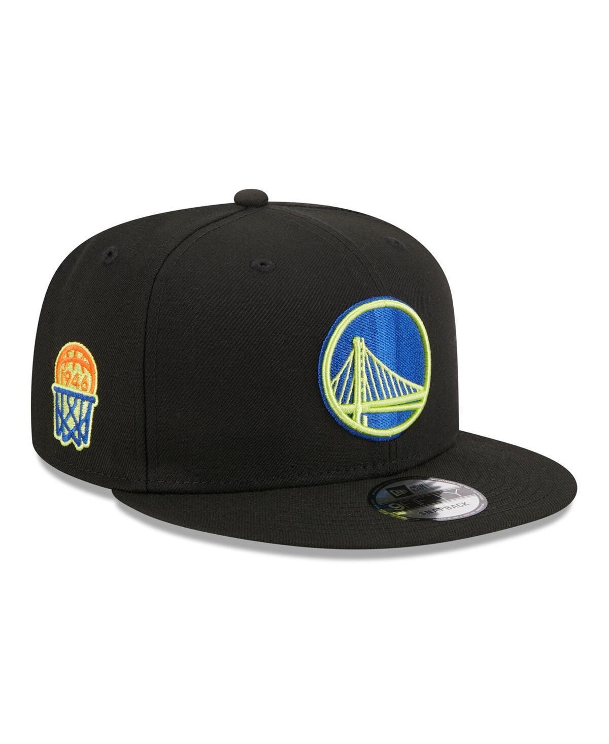 Mens New Era Black Golden State Warriors Neon Pop 9FIFTY Snapback Hat Product Image