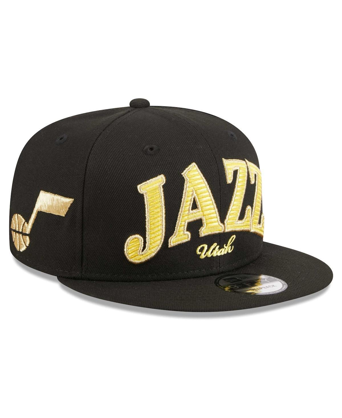 Mens New Era Black Utah Jazz Golden Tall Text 9FIFTY Snapback Hat Product Image