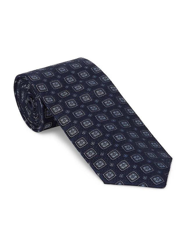 Mens Silk-Cotton Geometric Tie Product Image