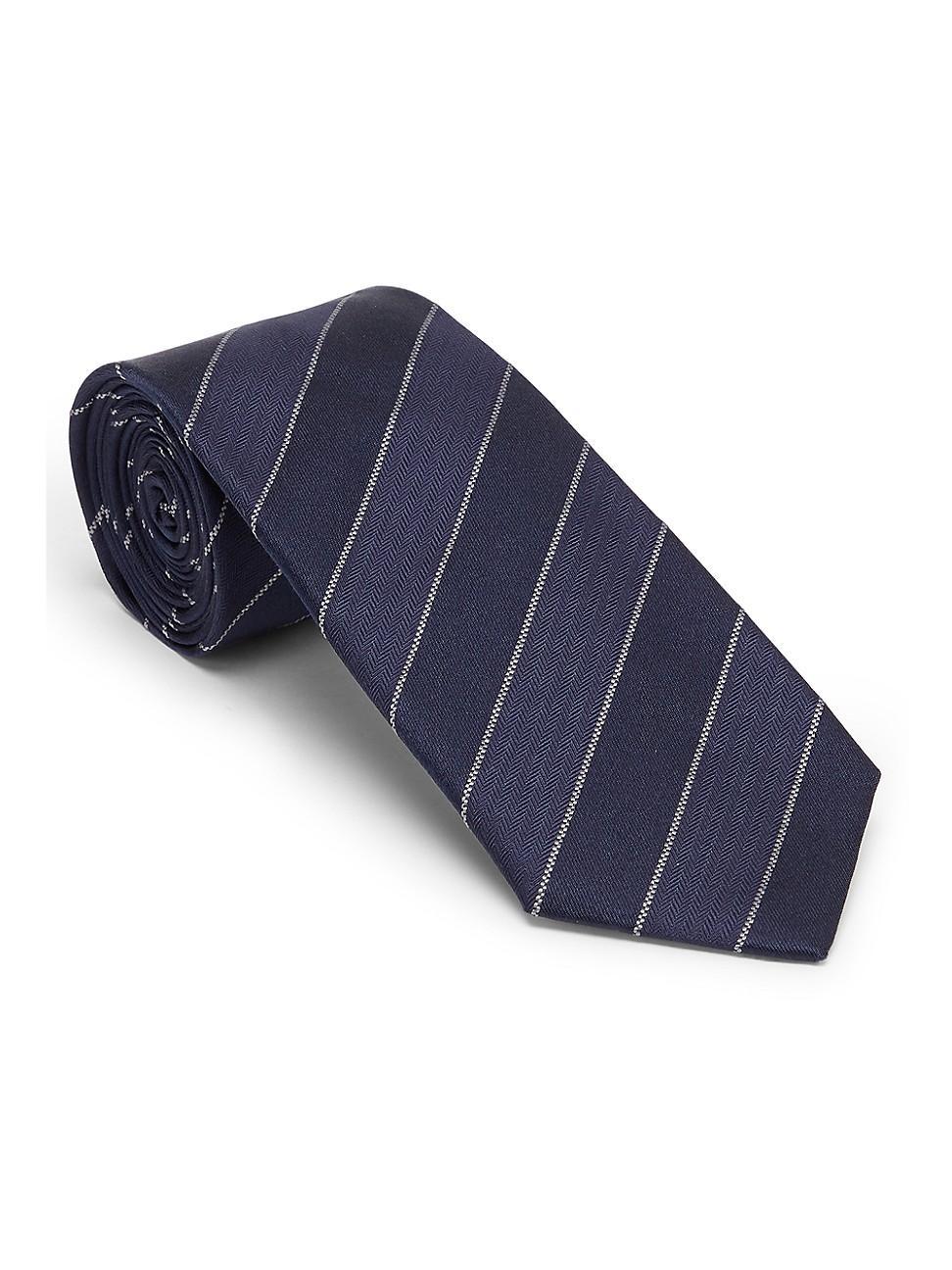 Men's Double Stripe Silk-Cotton Tie Product Image