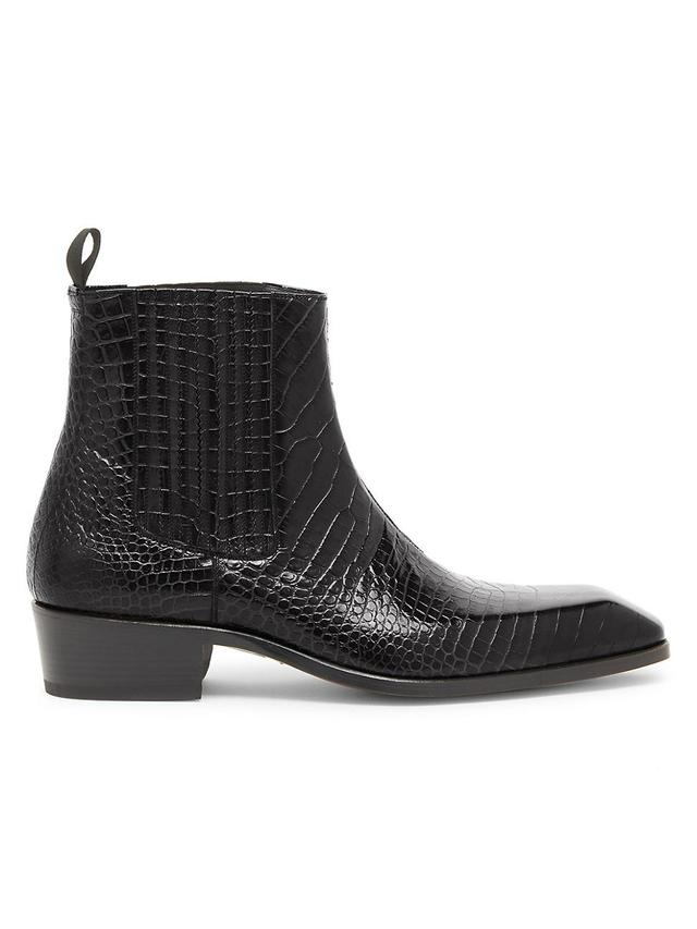 Mens Bailey Croc Leather Ankle Chelsea Boots Product Image