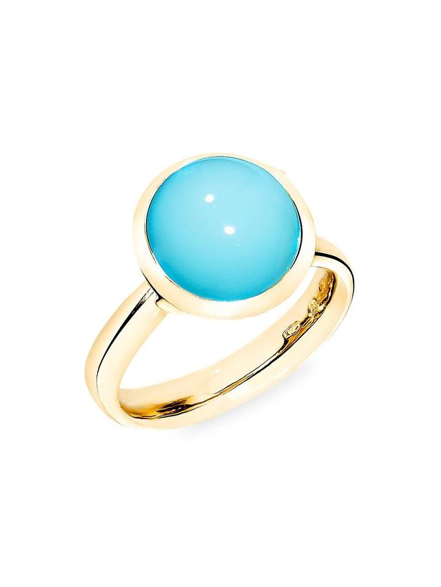 Womens Large Bouton 18K Yellow Gold & Turquoise Ring Product Image