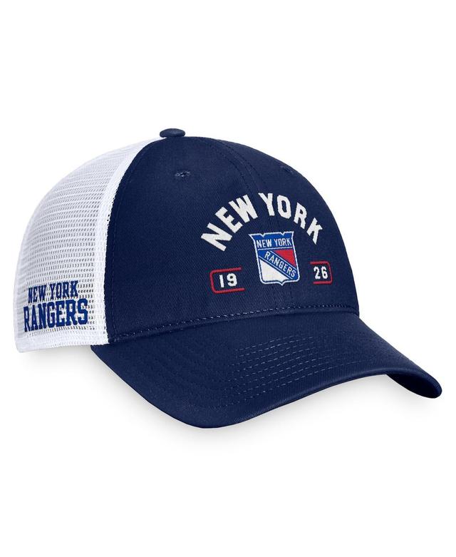 Fanatics Mens Navy New York Rangers Free Kick Trucker Adjustable Hat - Navy, White Product Image