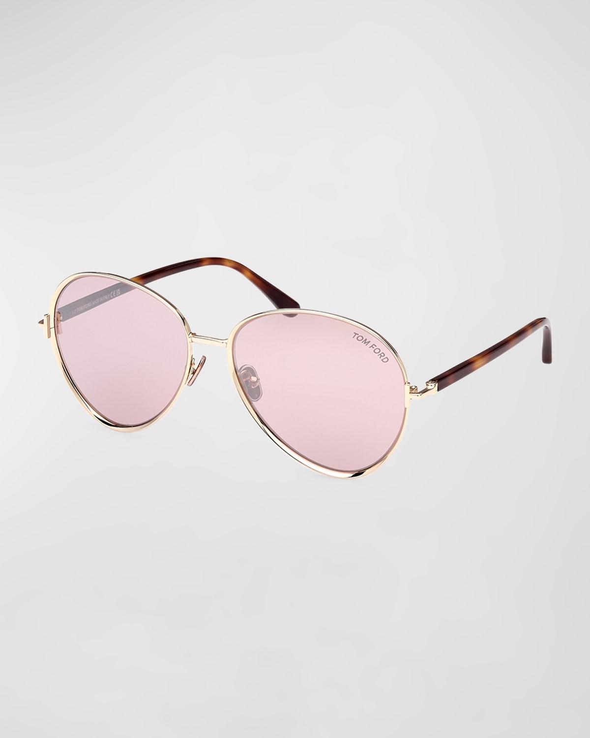 T-Logo Round Havana Metal Sunglasses Product Image