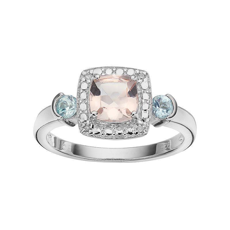 Gemminded Sterling Silver Gemstone & Diamond Accent Halo Ring, Womens Multicolor Product Image