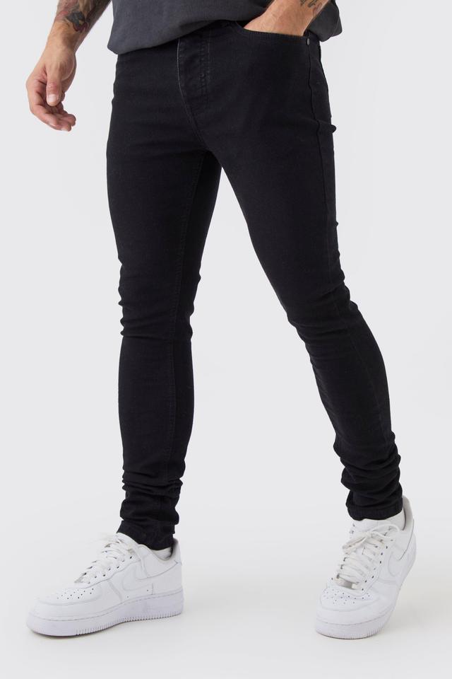 Mens Black Super Skinny Stretch Jean, Black Product Image