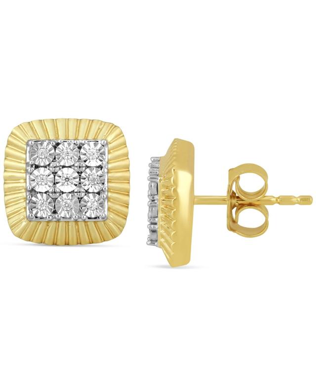 Mens Diamond Square Cluster Stud Earrings (1/20 ct. t.w.) in 18k Gold-Plated Sterling Silver Product Image