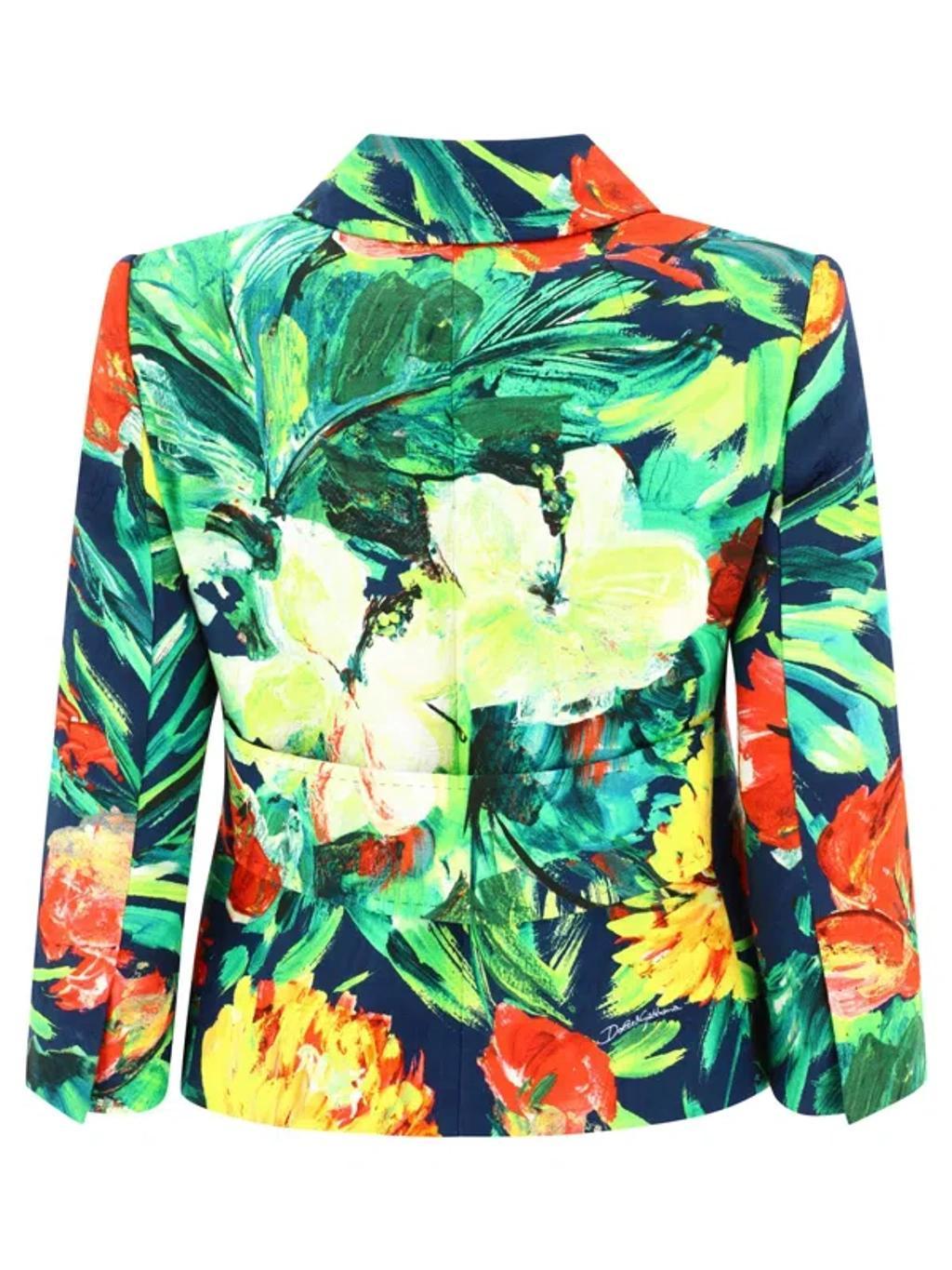 DOLCE & GABBANA Graphic-print Cropped Jacket In Stampa Product Image