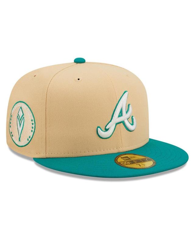 Mens New Era Natural Atlanta Braves Mango Forest 59FIFTY fitted hat - Natural Product Image