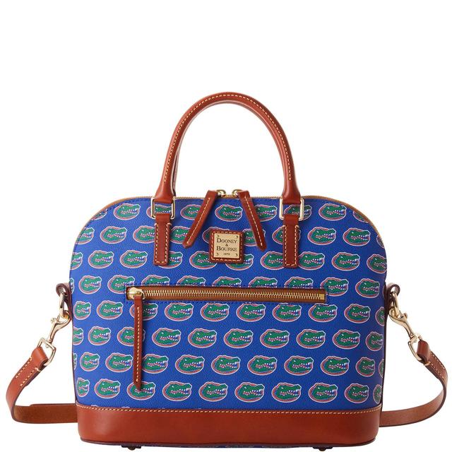 Dooney & Bourke Womens Collegiate University of Florida Domed Zip Coated Cotton Satchel Bag in Blue Product Image