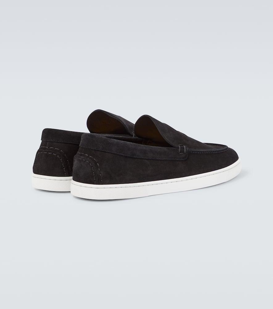 CHRISTIAN LOUBOUTIN Varsiboat Logo-embossed Suede Loafers In Black Product Image